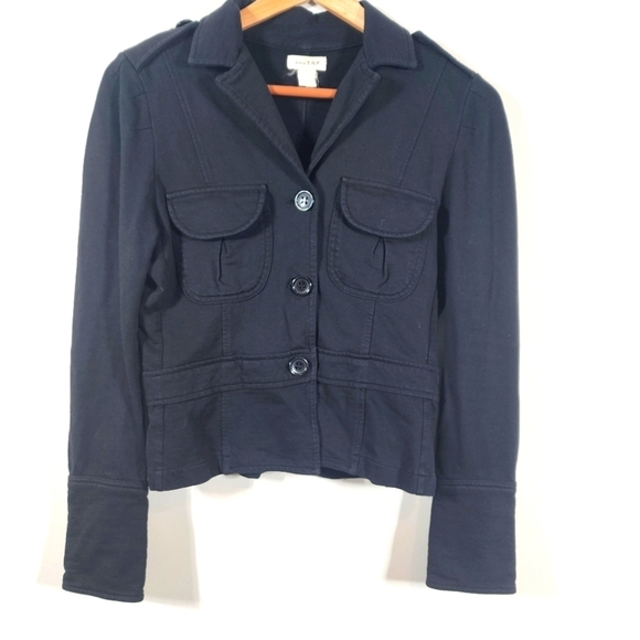 Zara TRF Black Button Up Cotton Blend Blazer Jacket - Picture 1 of 6